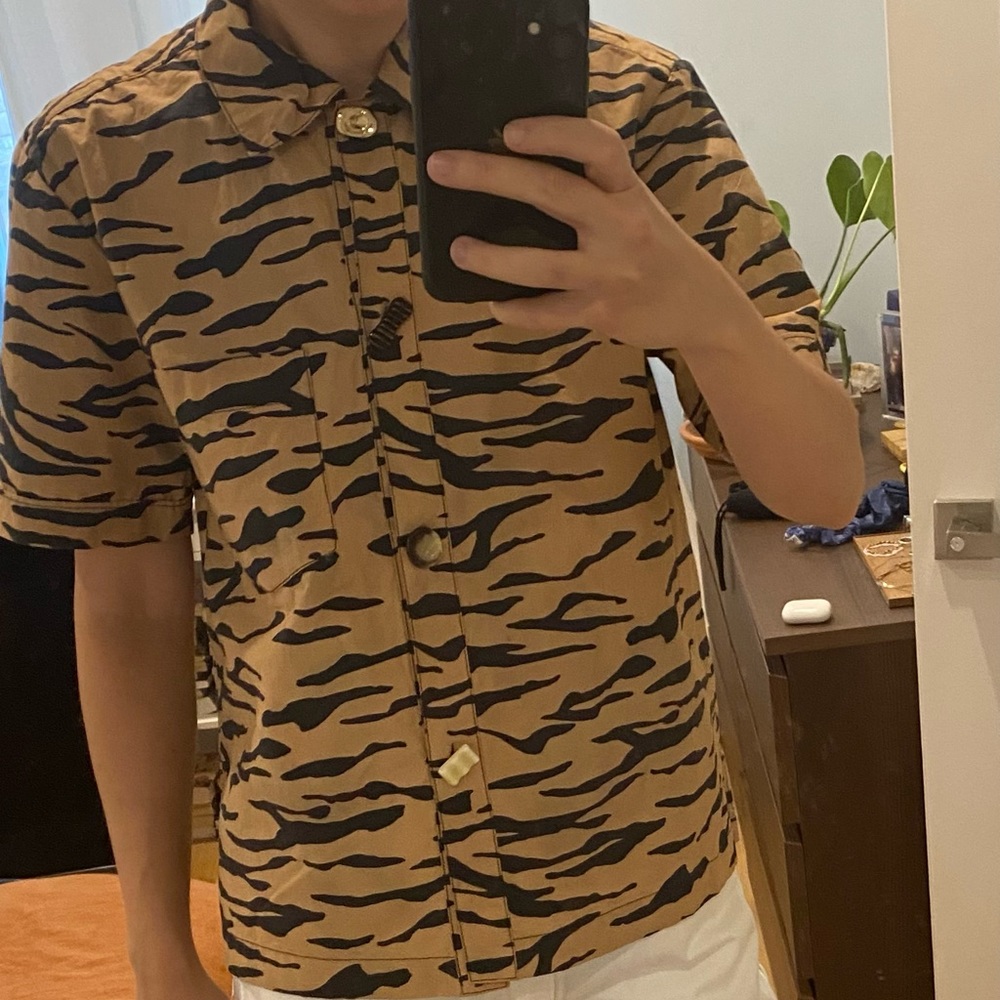 Rejina Pyo Zebra Poplin Shirt, Sz S